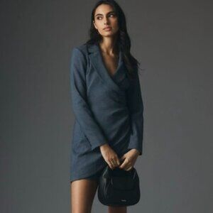 By Anthropologie Long-Sleeve V-Neck Blazer Mini Dress